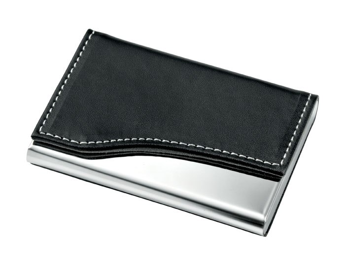 BUSINESS CARD CASE METAL - PU BLACK