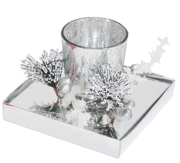 SILVER COLOUR GLASS CANDLE