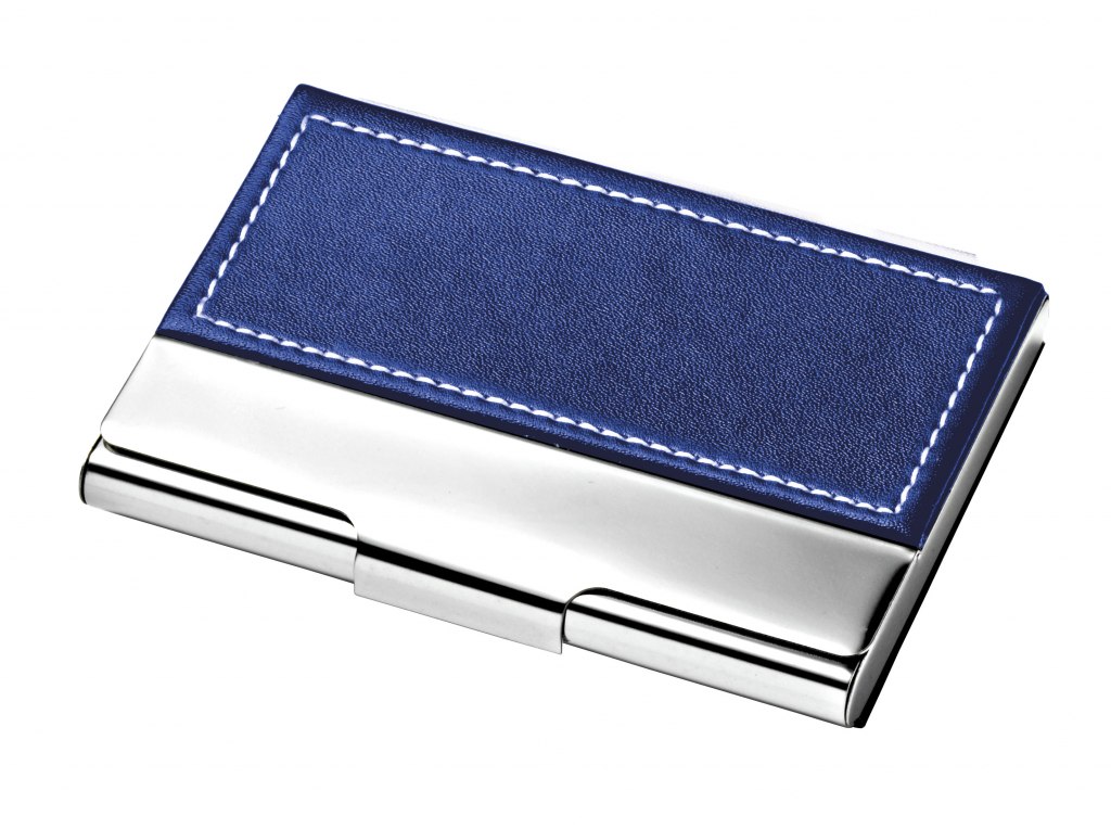 BUSINESS CARD HOLDER METAL - PU BLUE